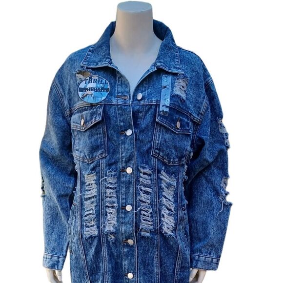 5695...Thrill Denim Collection-Long Jacket - Picture 1 of 9